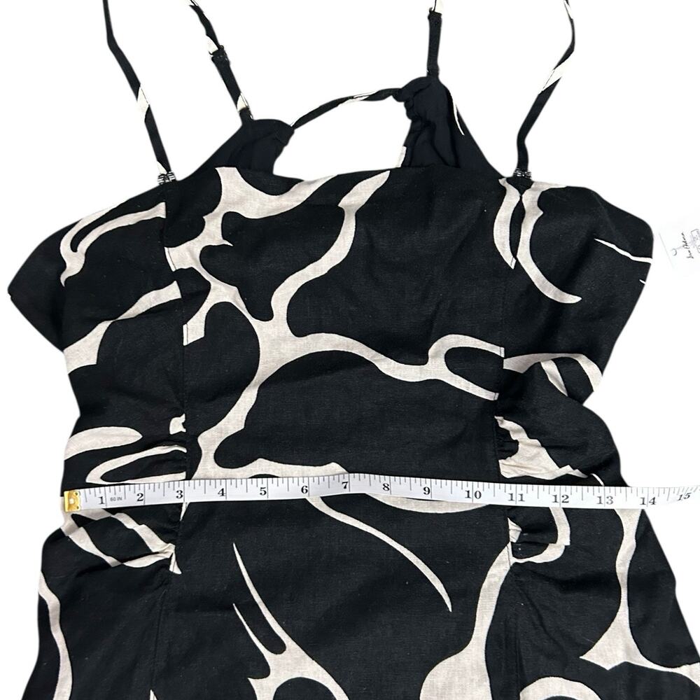NEW Sam Edelman Merisa Linen-Blend Cutout Midi Sundress Black White M - Picture 12 of 16